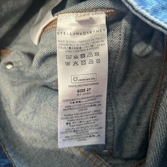 NWOT STELLA MCCARTNEY DARK BLUE VINTAGE WORKWEAR WIDE-LEG CARPENTER DENIM JEANS - Picture 8 of 11